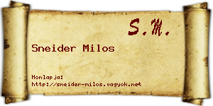 Sneider Milos névjegykártya